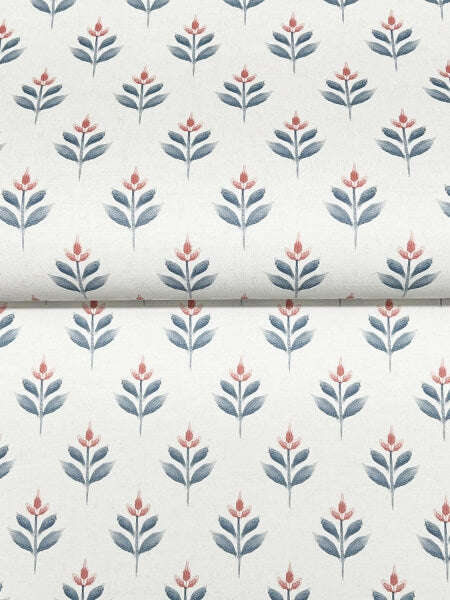 Serene Villa Red Floral Stamp Wallpaper