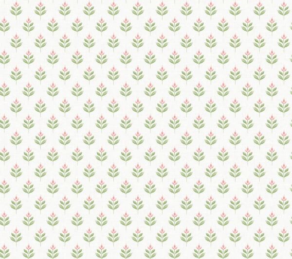 Serene Villa Pink Floral Stamp Wallpaper