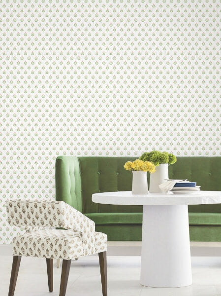 Serene Villa Pink Floral Stamp Wallpaper