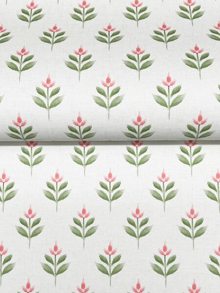 Serene Villa Pink Floral Stamp Wallpaper