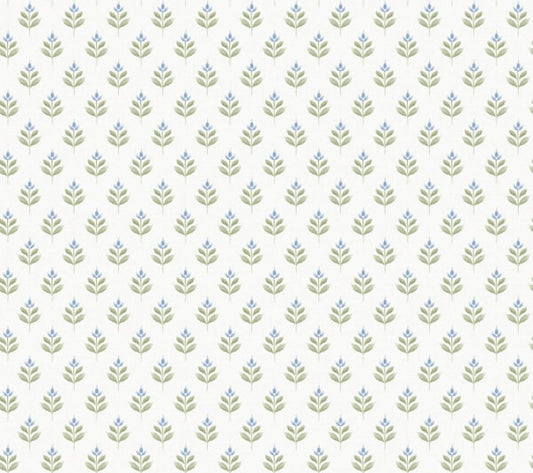 Serene Villa Moss Floral Stamp Wallpaper
