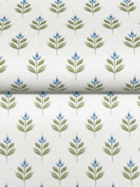 Serene Villa Moss Floral Stamp Wallpaper