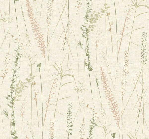 Meadow Splendor Salmon Botanical Wallpaper