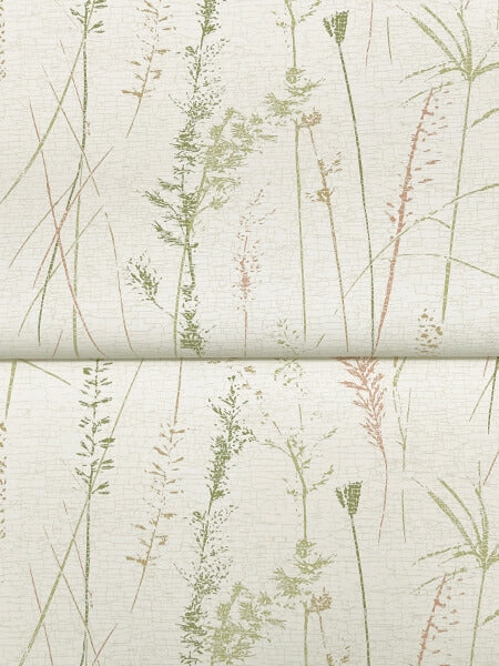 Meadow Splendor Salmon Botanical Wallpaper