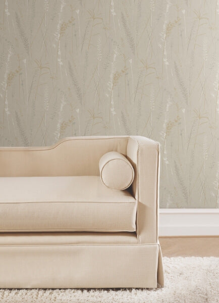 Meadow Splendor Neutral Botanical Wallpaper