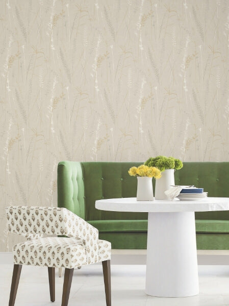 Meadow Splendor Neutral Botanical Wallpaper