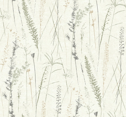 Meadow Splendor Charcoal Botanical Wallpaper
