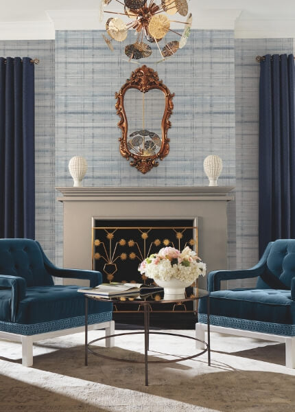 Vanishing Point Blue Striated Wallpaper