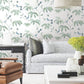 Cillian Blue Botanical Bird Trail Wallpaper