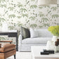 Cillian Dark Green Botanical Bird Trail Wallpaper