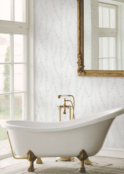 Alpenrose Sky Blue Vine Wallpaper