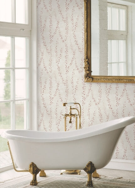 Alpenrose Maroon Vine Wallpaper