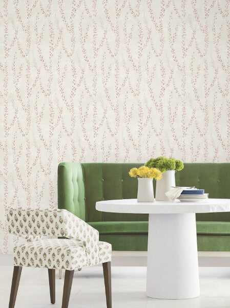 Alpenrose Maroon Vine Wallpaper