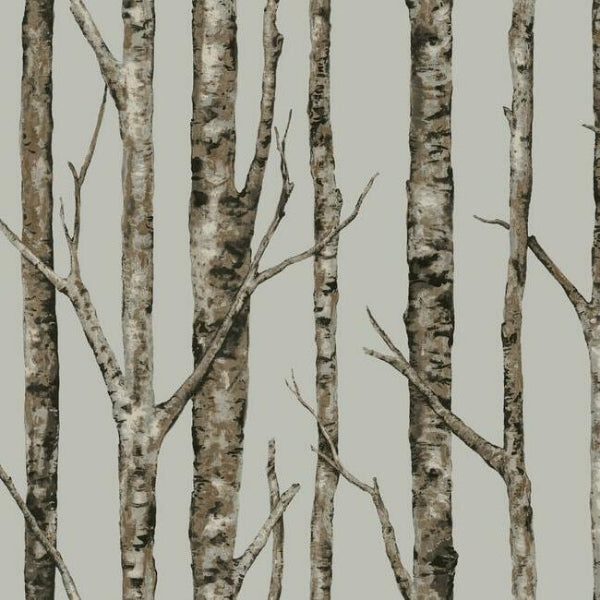 The Birches Silver Grey & Taupe Wallpaper
