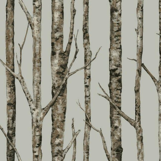 The Birches Silver Grey & Taupe Wallpaper