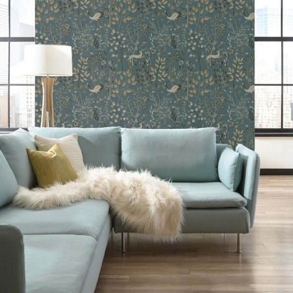 Aspen Teal & Brown Wallpaper
