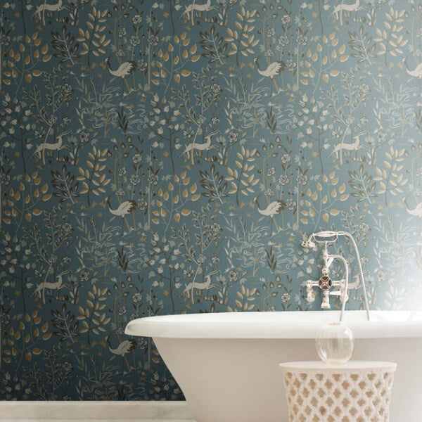 Aspen Teal & Brown Wallpaper