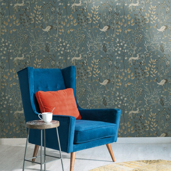 Aspen Teal & Brown Wallpaper