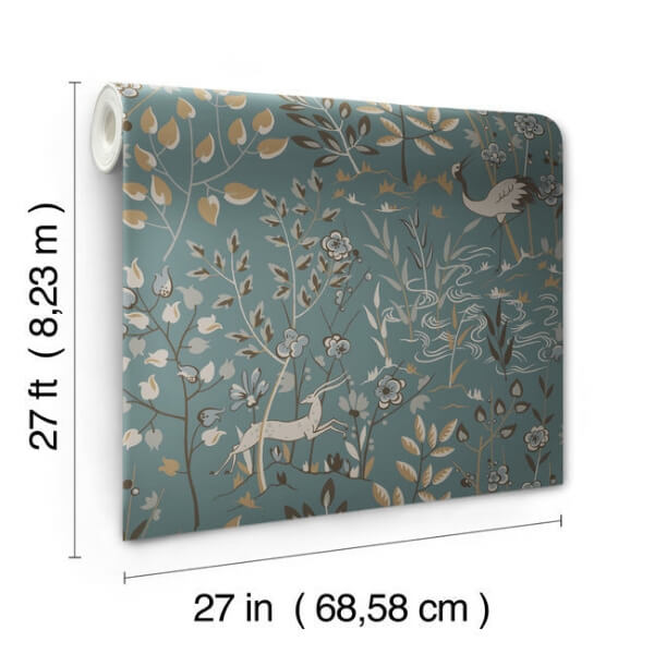 Aspen Teal & Brown Wallpaper
