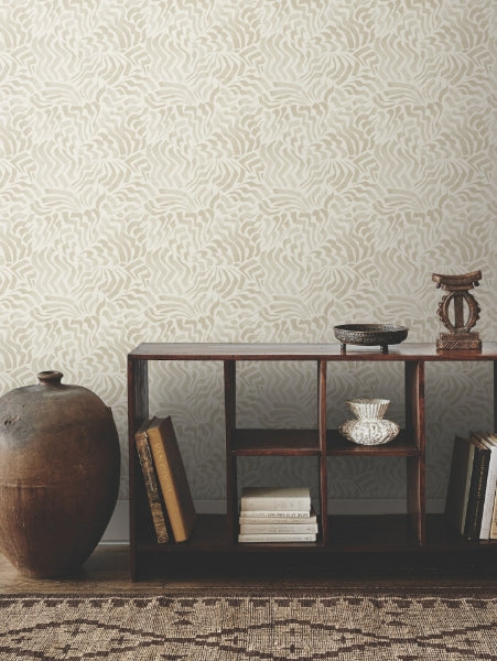 Zora Wave Taupe Wallpaper