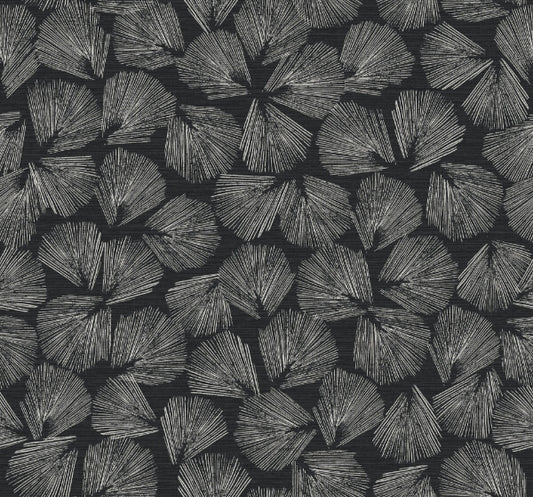 Elora Leaf Black Wallpaper