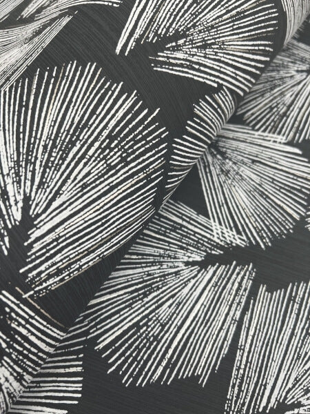 Elora Leaf Black Wallpaper