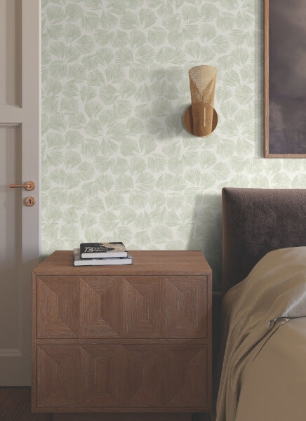 Elora Leaf Green Wallpaper