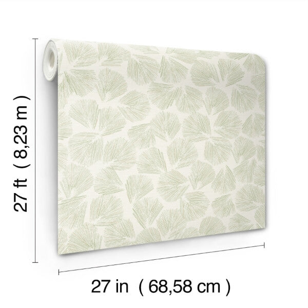 Elora Leaf Green Wallpaper