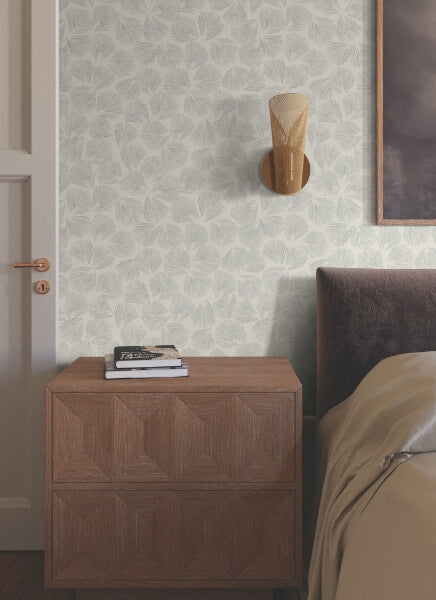 Elora Leaf Grey Wallpaper