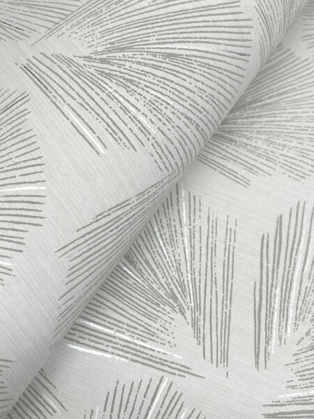 Elora Leaf Grey Wallpaper