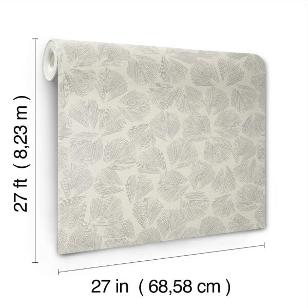 Elora Leaf Grey Wallpaper