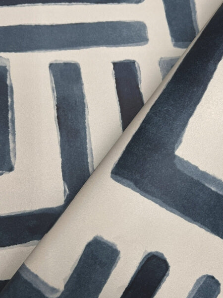 Painterly Labyrinth Navy Wallpaper
