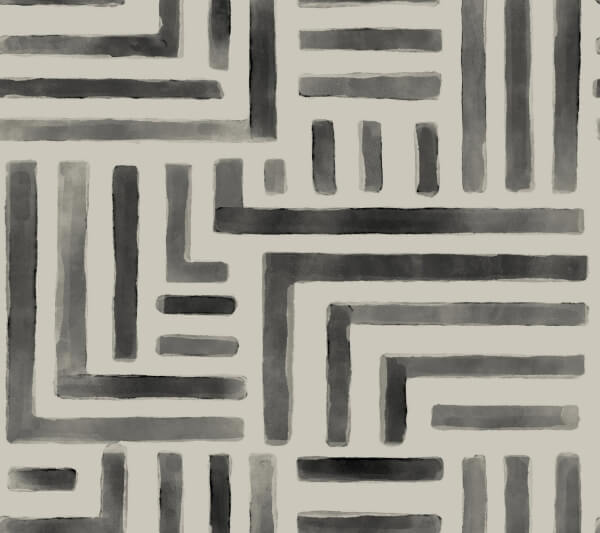 Painterly Labyrinth Charcoal Wallpaper
