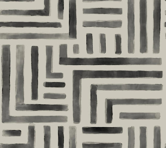 Painterly Labyrinth Charcoal Wallpaper