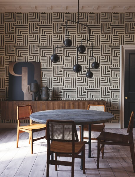 Painterly Labyrinth Charcoal Wallpaper