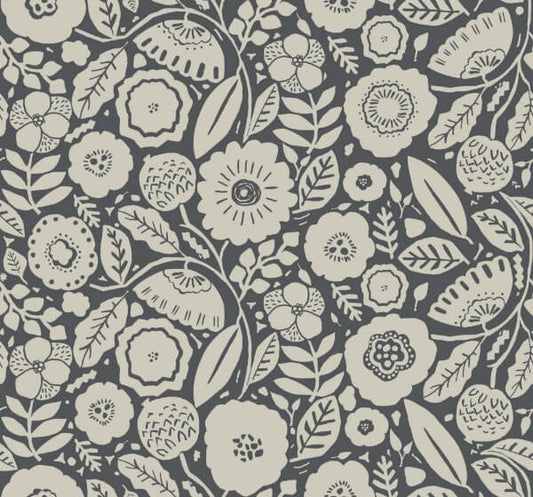 Camille Blossom Charcoal Wallpaper