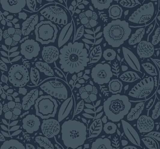 Camille Blossom Indigo Wallpaper