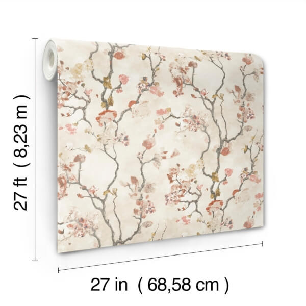 Avril Chinoiserie Coral Wallpaper