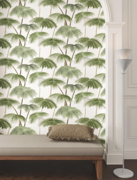 Plein Air Palms Green Wallpaper