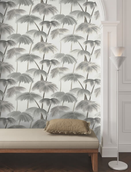 Plein Air Palms Black & White Wallpaper
