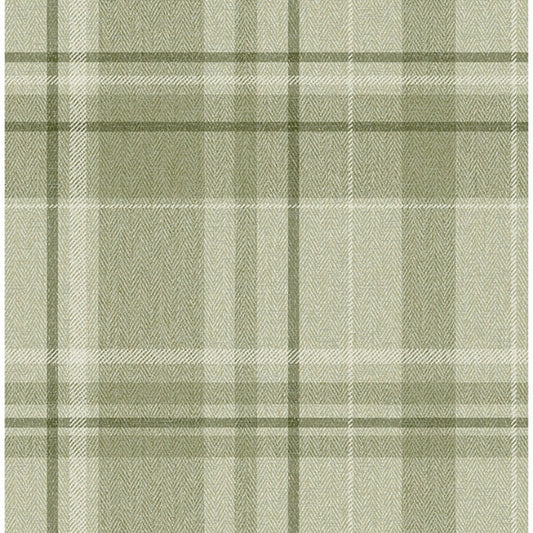 Harris Green Plaid Chevron Wallpaper