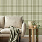 Harris Green Plaid Chevron Wallpaper