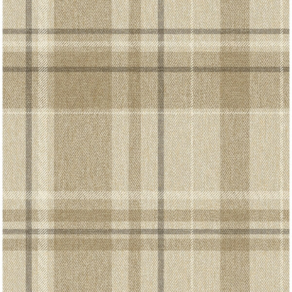 Harris Light Brown Plaid Chevron Wallpaper
