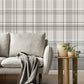 Harris Grey Plaid Chevron Wallpaper