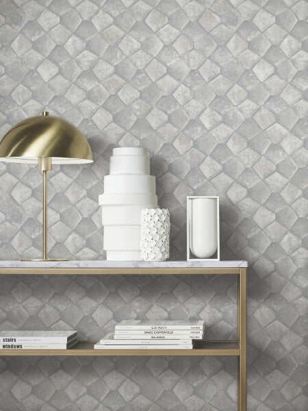 Waterford Grey Tiled Wallpaper