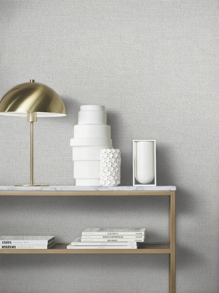 Highland Tweed Grey Faux Fabric Wallpaper