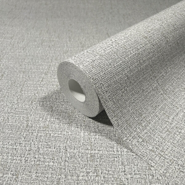 Highland Tweed Grey Faux Fabric Wallpaper