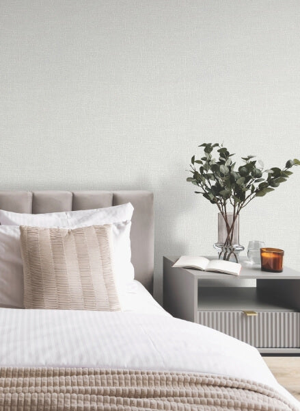 Highland Tweed Light Grey Faux Fabric Wallpaper