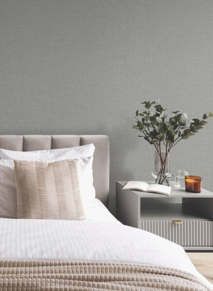 Highland Tweed Dark Grey Faux Fabric Wallpaper