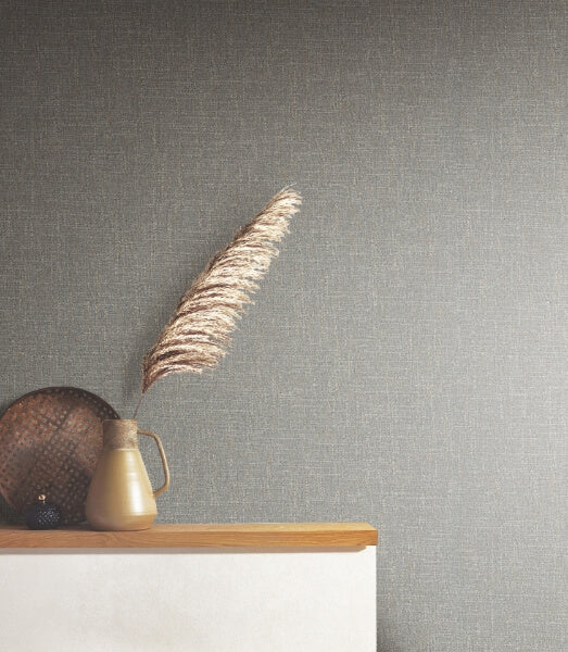 Highland Tweed Dark Grey Faux Fabric Wallpaper